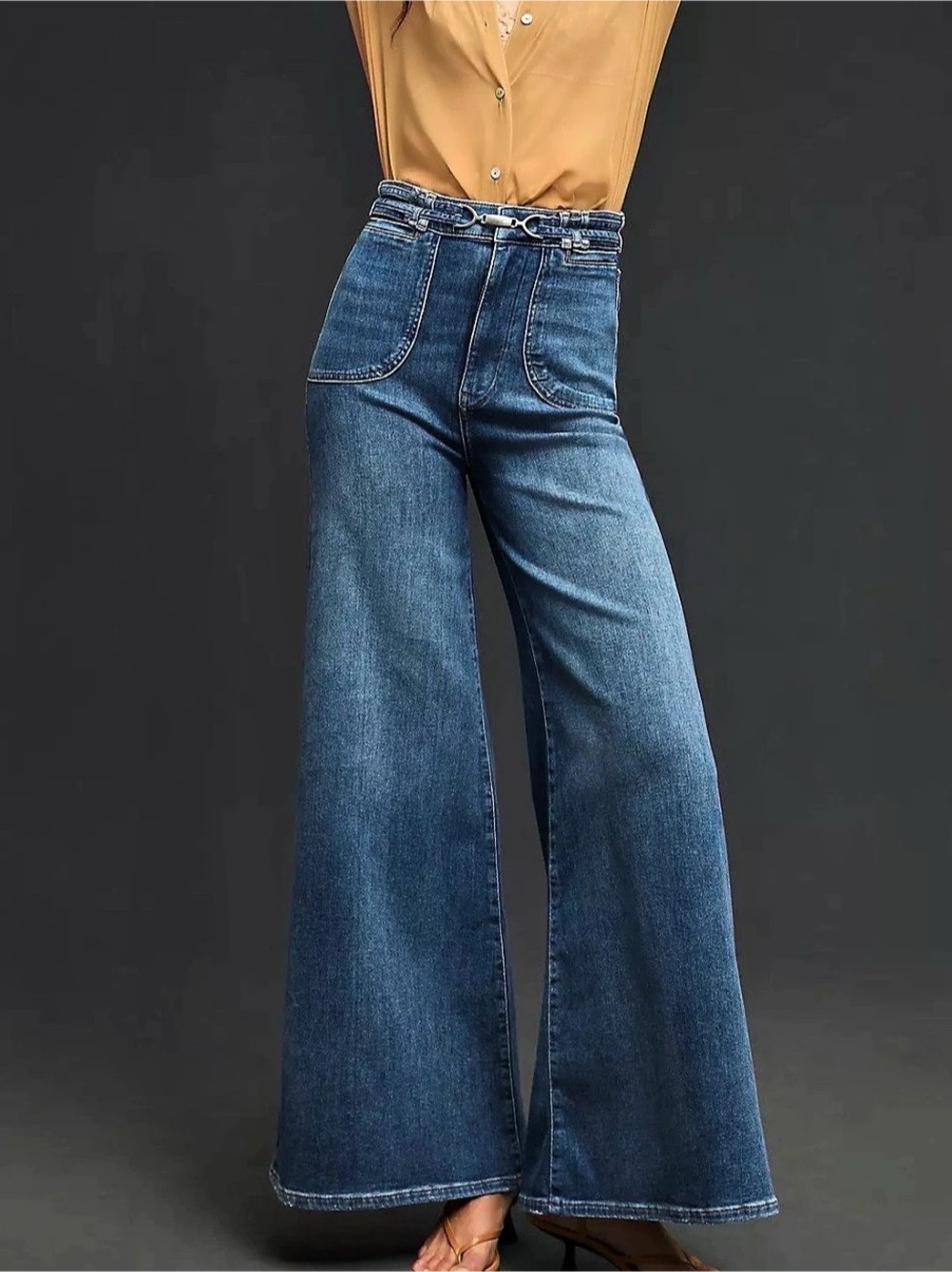 Anthropologie Pilcro Uptown high rise Wide Leg Jeans in Blue Size 25 NWT